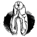 Łysy karykatura człowieka modląc się wektor clipart